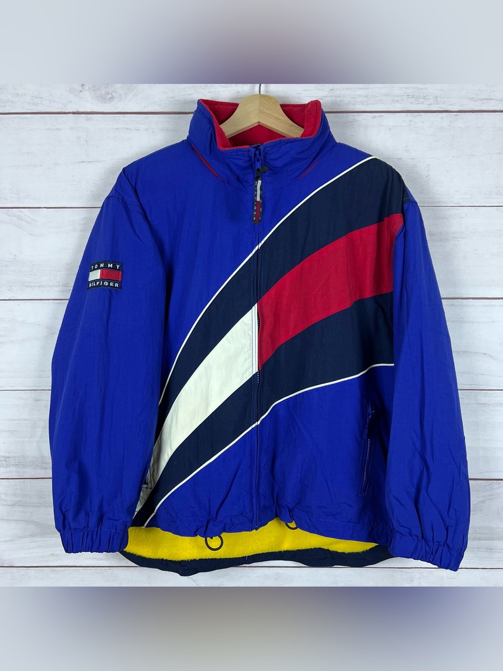 Vintage 90s Tommy Hilfiger Flag Fleece Lined Jacket Boys Large